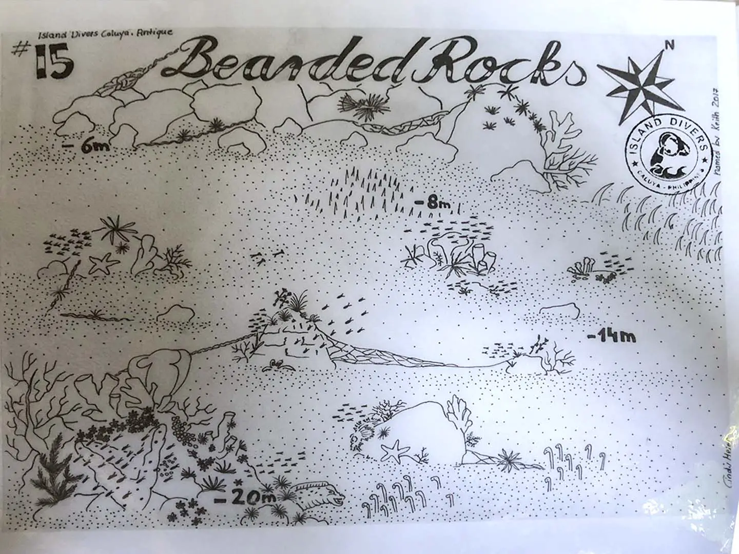 Caluya Island Bearded Rocks dive site drawing by Cindy