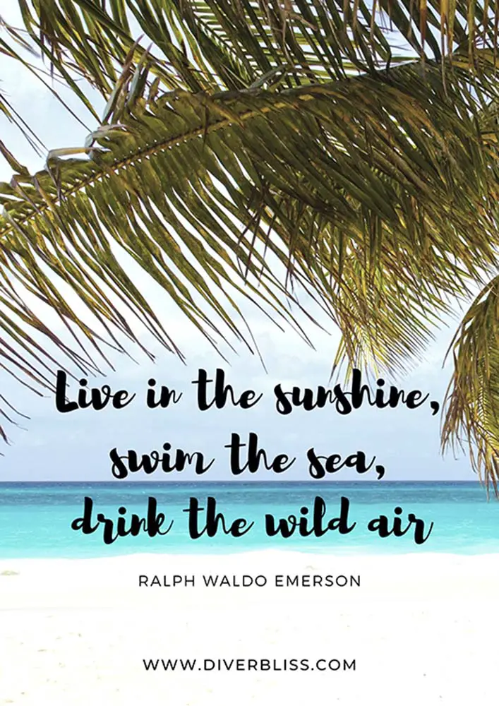 Sea Quotes Poster: “Live in the sunshine, swim the sea, drink the wild air”- Ralph Waldo Emerson"