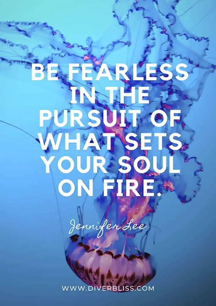 Travel and Diving Quotes Poster: “Be fearless in the pursuit of what sets your soul on fire.” – Jennifer Lee