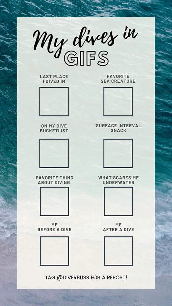 Instagram story games templates: My Dives in Gifs