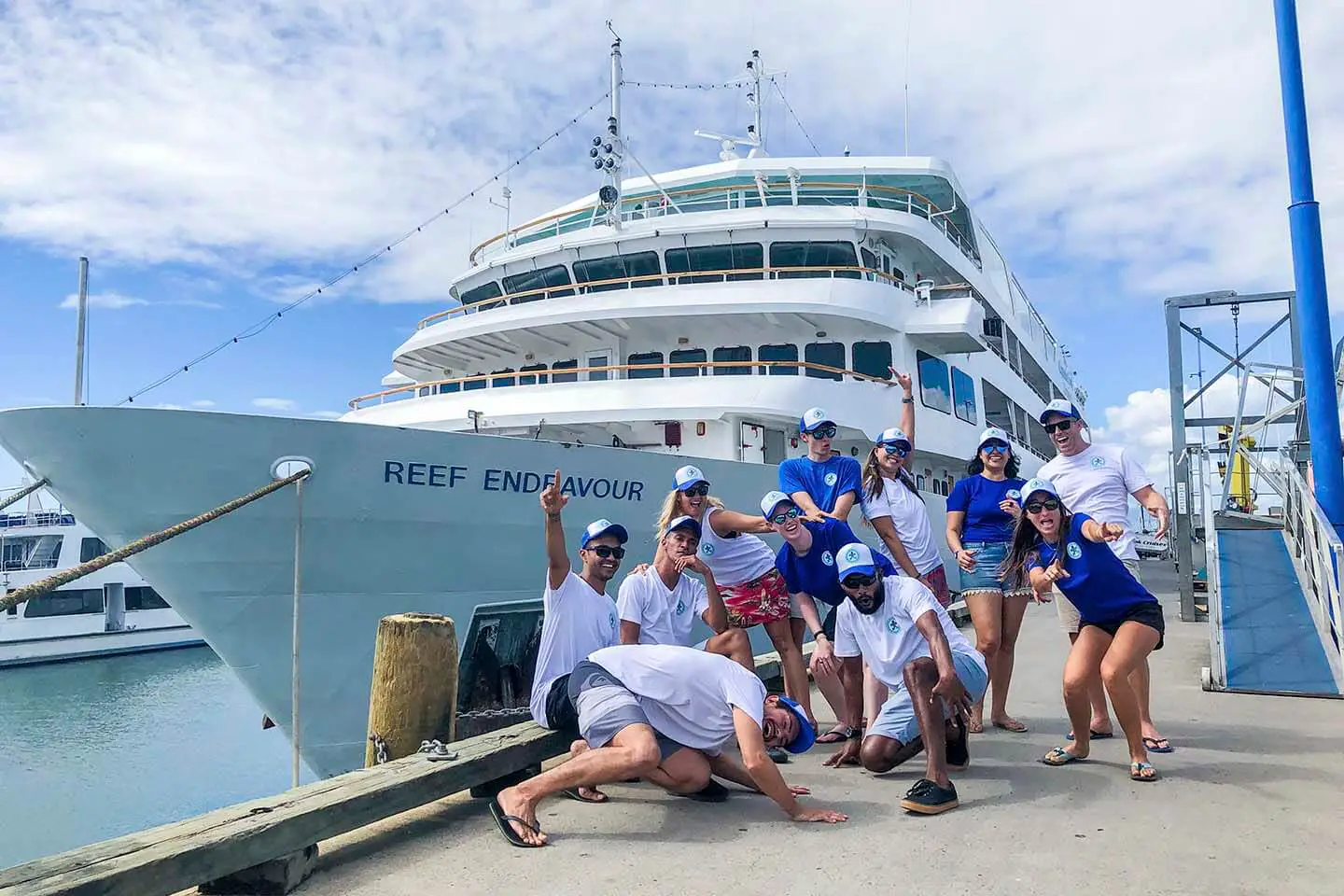 The Protector of Paradise Crew ready to board Captain Cook Cruises Reef Endeavour