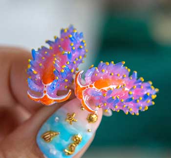 Scuba Diving Gifts for Her: Godiva quadricolor Nudibranch Earrings by The Sea Slug and Kraken