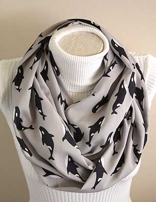 Orca Whale Infinity Scarf by Dream Express