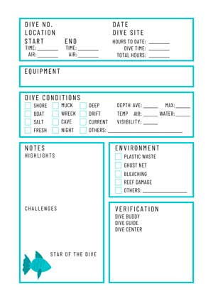 Printable Dive Log by Diver Bliss