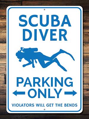Scuba Diver Parking Sign by Lizton Sign Shop
