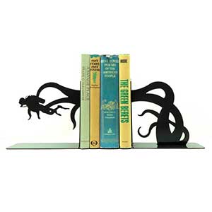 Scuba Diver Tentacle Attack Bookends by Knob Creek Metal Arts