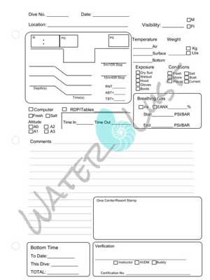 Digital Download Scuba Diving Logbook Pages by High Mountain Sea