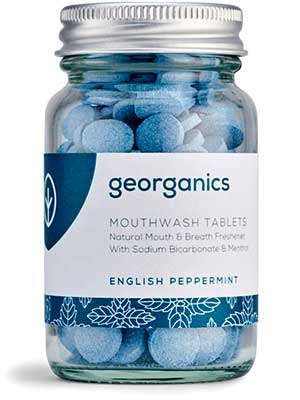 English Peppermint Mouthwash Tablets in a bottle from Georganics