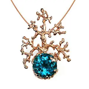 Rose Gold CORAL London Blue Topaz Pendant Necklace by Arosha Taglia