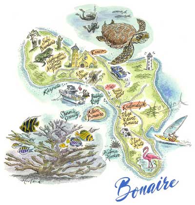 Bonaire Dive Map by Gary Hovland