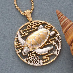 Sea Life Jewelry Rare Medallion Sea Turtle Necklace by The Difference