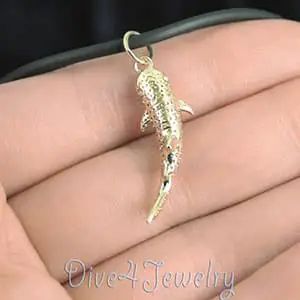 Scuba Diving Jewelry: Solid Gold Whale Shark Charm Necklace by Dive4Jewelry