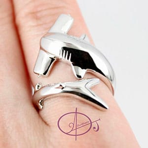 Scuba Diving Jewelry Sterling Silver Hammerhead Shark Ring by Dive4Jewelry