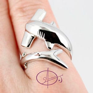 Handmade Ocean Jewelry: 13 Shops for Ocean Lovers 26 Scuba Diving Jewelry Sterling Silver Hammerhead Shark Ring by Dive4Jewelry