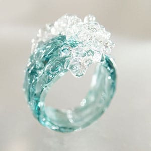 Teal Ocean Wave Cocktail Ring by Driftland
