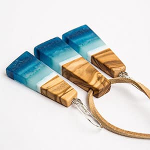 Handmade Ocean Jewelry: 13 Shops for Ocean Lovers 29 Trapezium Wood and Resin Ocean Jewelry Set by Moi and Zoe