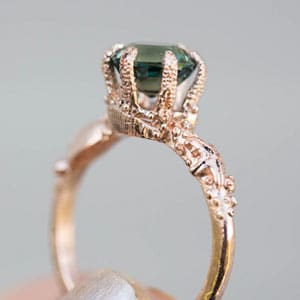 Unconventional Ocean Engagement Ring Solitaire queen of the sea ring by Oore