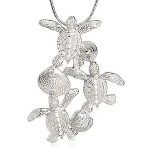 Scuba Diver Jewelry Sterling Silver Baby Sea Turtles Necklace by Big Blue Dive Roland St. John