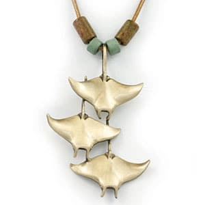Handmade Ocean Jewelry: 13 Shops for Ocean Lovers 3 Scuba Diver Jewelry Bronze Ocean in Motion Manta Rays Necklace by Big Blue Dive Roland St. John
