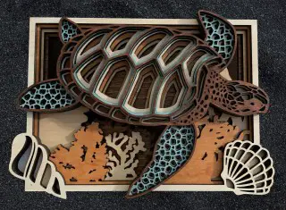 Wooden sea turtle 3D wall art by Palm Studio Designs 