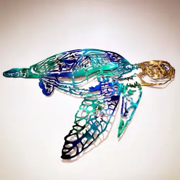 Sea turtle metal art by Planeform USA