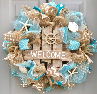 Welcome Beach Burlap by Beautiful Mesh