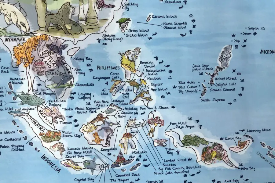 Dive Site Map in the Coral Triangle 