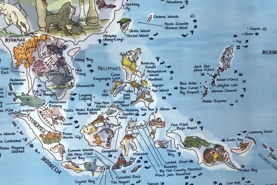 Dive Site Map in the Coral Triangle