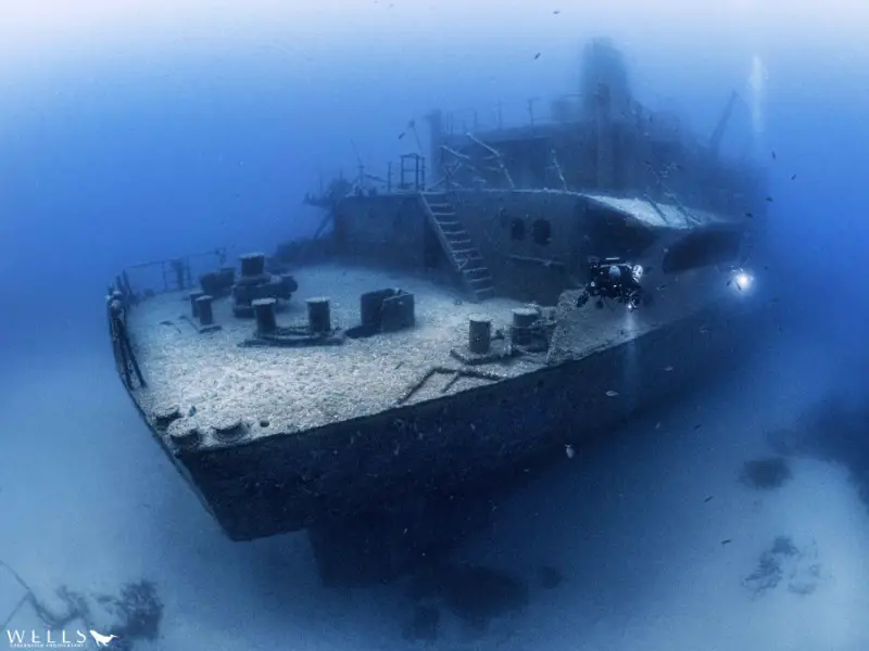 Um El Faroud wreck, Malta- Photograph of one of the most famous shipwrecks in the Maltese archipelago. Underwater Photograph by Carolina Wells