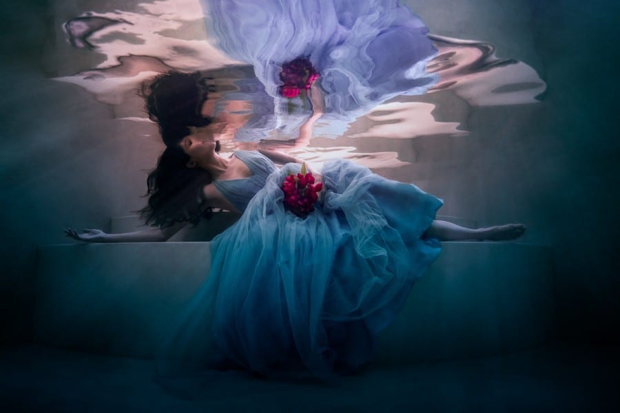 "Sleeping Beauty" Underwater Fine art Portrait by Charlotte Bories