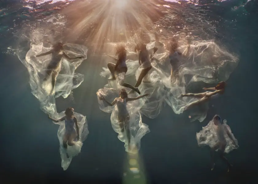 ‘Single Use Planet’ Women trapped in plastic underwater fine art photography by Lexi Laine