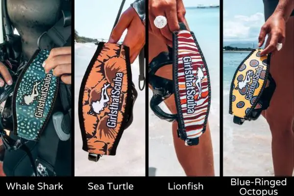 Marine Animal Design Mask Strap Cover from Girls That Scuba