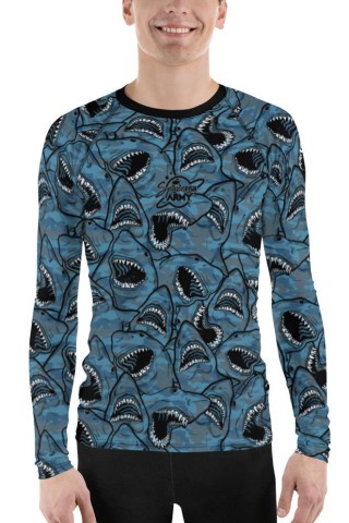 33 Best Shark Gifts for Shark Lovers (Jaw-some Picks) 14 Shark Camo Rashguard by Spacefish Army
