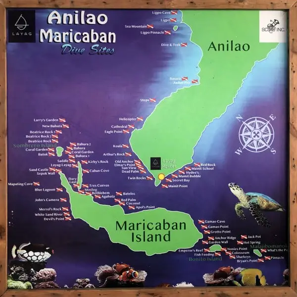 Anilao dive sites map 