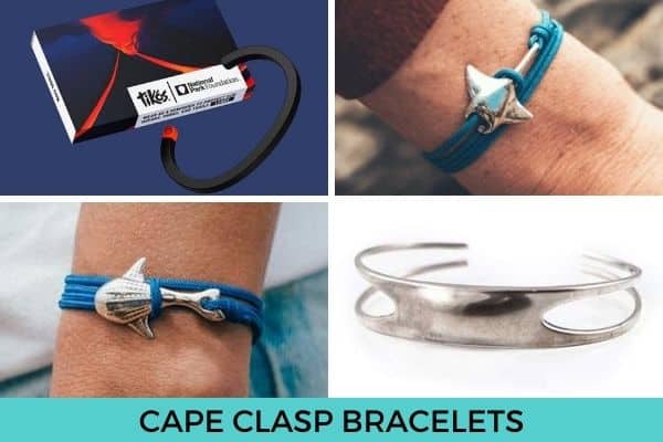 Featured Saving the Ocean Bracelets from Cape Clasp: Recycled Ocean Plastic Cuff Bracelet, Manta Ray Bracelet, Whale Shark Bracelet, Mermaid Cuff Bracelet