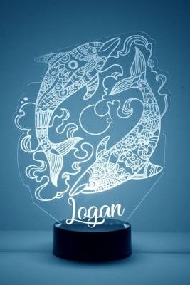 Personalized tribal dolphin LED night light from Mirror Magic Gifts