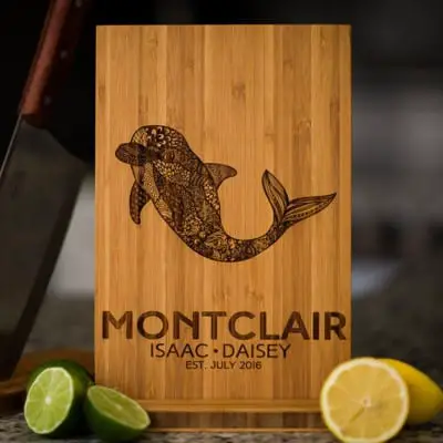 Personalized dolphin cutting board from Left Coast Orginal