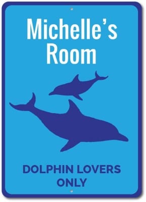 Personalized room sign for dolphin lovers from Lizton Sign Shop