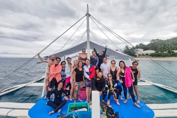 Sogod Bay Scuba Resort guests for the long holiday, maximum capacity of 18 divers on the boat. 