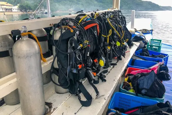 Sogod Bay Scuba Resort Gear on Dive Boat 