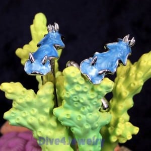 Blue and silver nudibranch Cufflinks by Dive4Jewelry