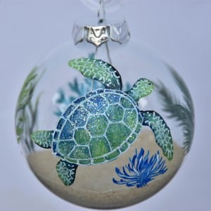 Handpainted sea turtle christmas tree ornament by At Sea Trading Co
