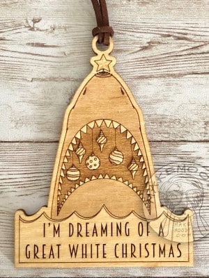 Great white shark Christmas ornament by Make Moody


