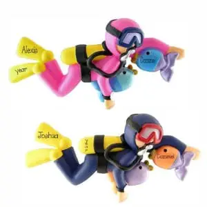 Personalized scuba diver ornaments by OrnamentsByAnnette
