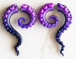 Sea witch octopus tentacle earrings by The Slug and Kraken