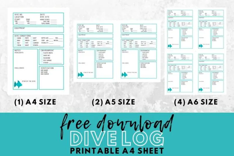 Printable Dive Log Template For Scuba Diving Download For FREE 