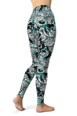 Eco-Friendly electric blue octofloral leggings by Spacefish Army