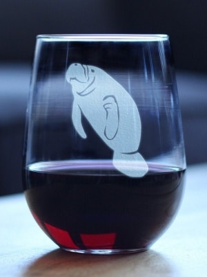 manatee stemless wine glass by Bevvee Co