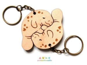 Cute manatee couple keychain by Poo Kat Dino Crafts