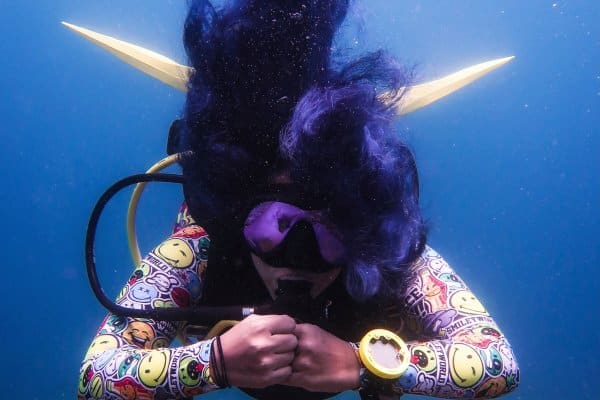 Dye your hair differently for your 100th dive.